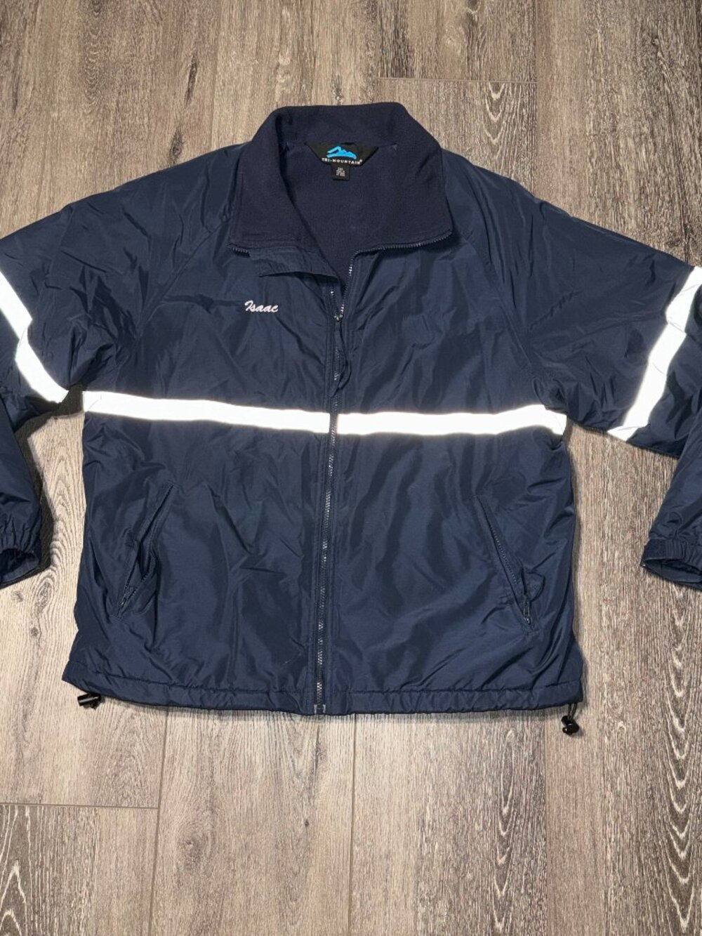 Tri-Mountain Men's 2XL Blue Bomber Jacket Full Zip Lined With Reflective Stripe